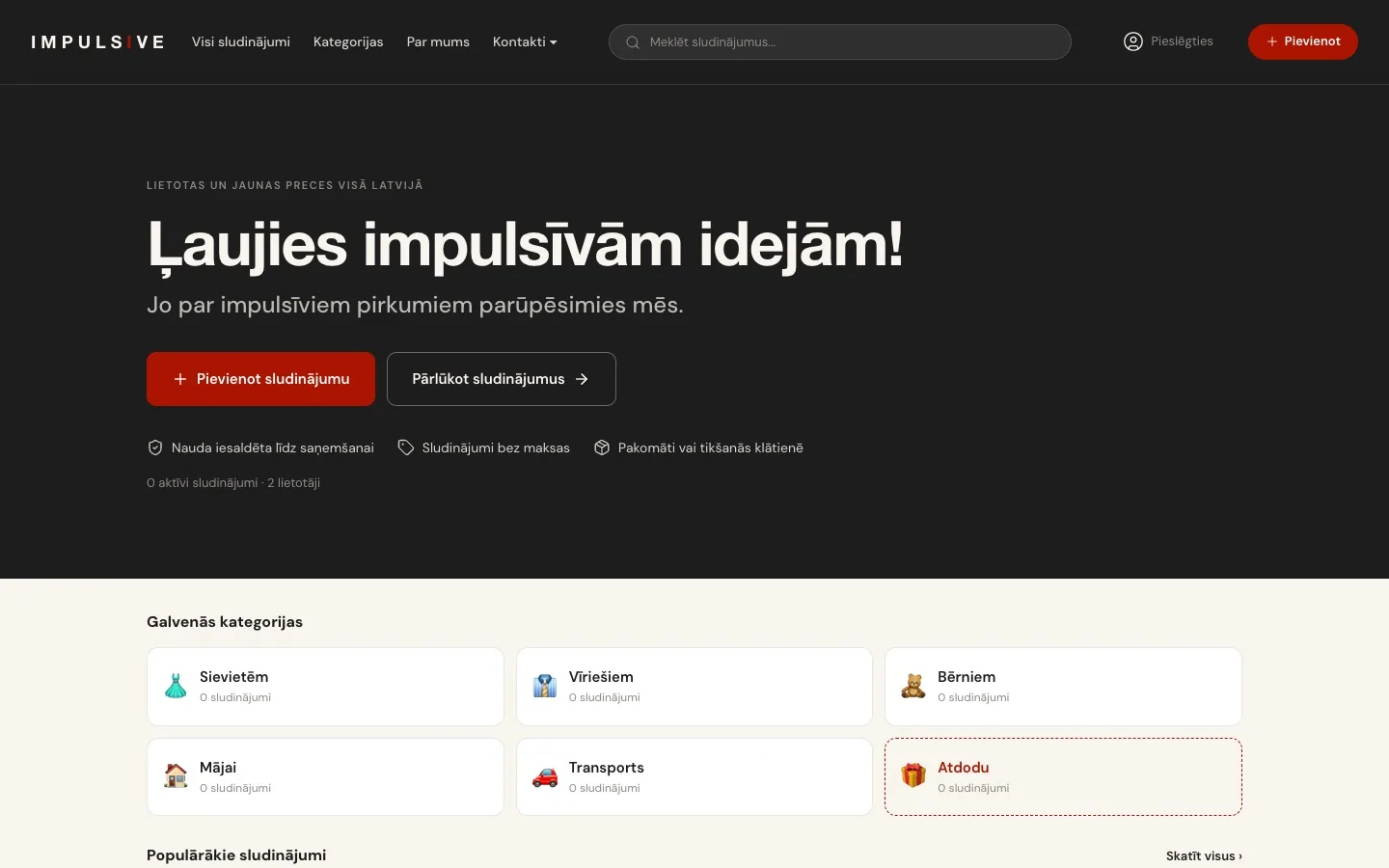 IMPULSIVE: sludinājumu portāls ar drošo pirkumu un AI moderāciju