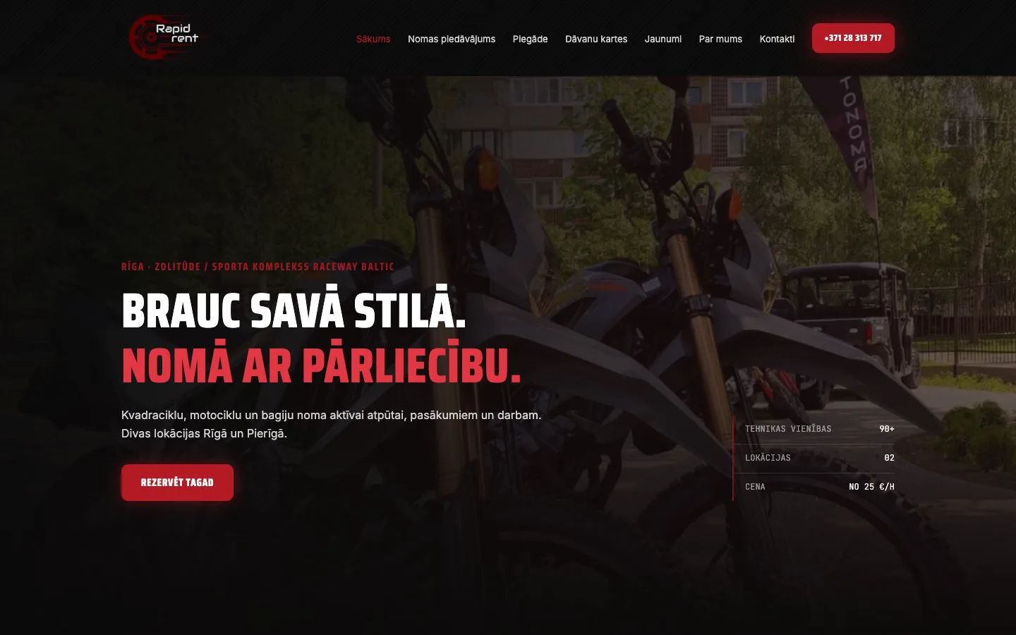 Rapid Rent: kvadraciklu, motociklu un bagiju nomas vietne